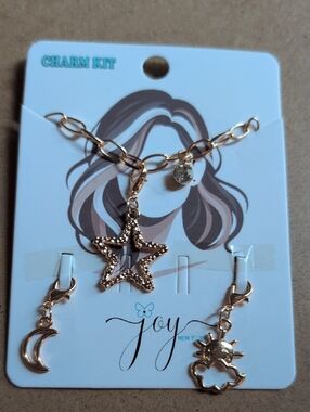 Gold Star & Moon Charm Bracelet Set